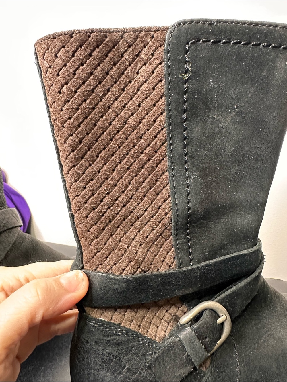 UGG Women's Black and Brown Mid-Calf Leather Boot with Buckle Strap size 8 - Picture 8 of 11